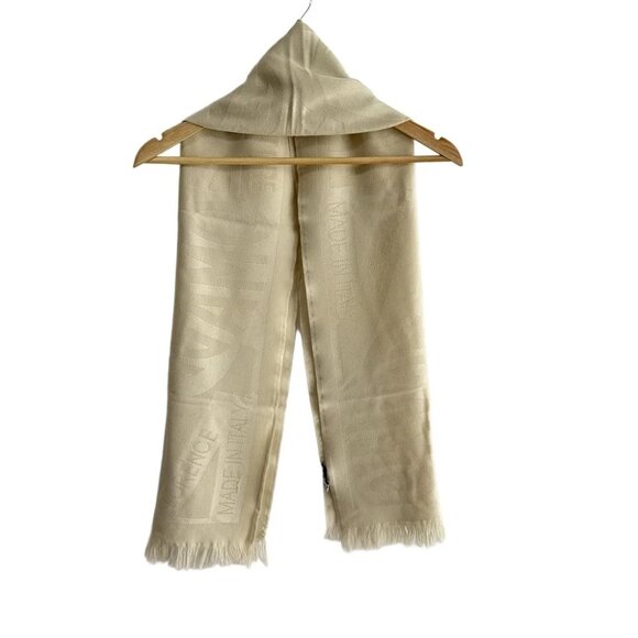 Auth Salvatore Ferragamo - Cream Cashmere Scarf - Picture 5 of 6